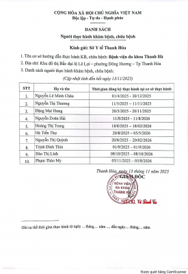 Danh sách người thực hành khám chữa bệnh tháng 11.2025